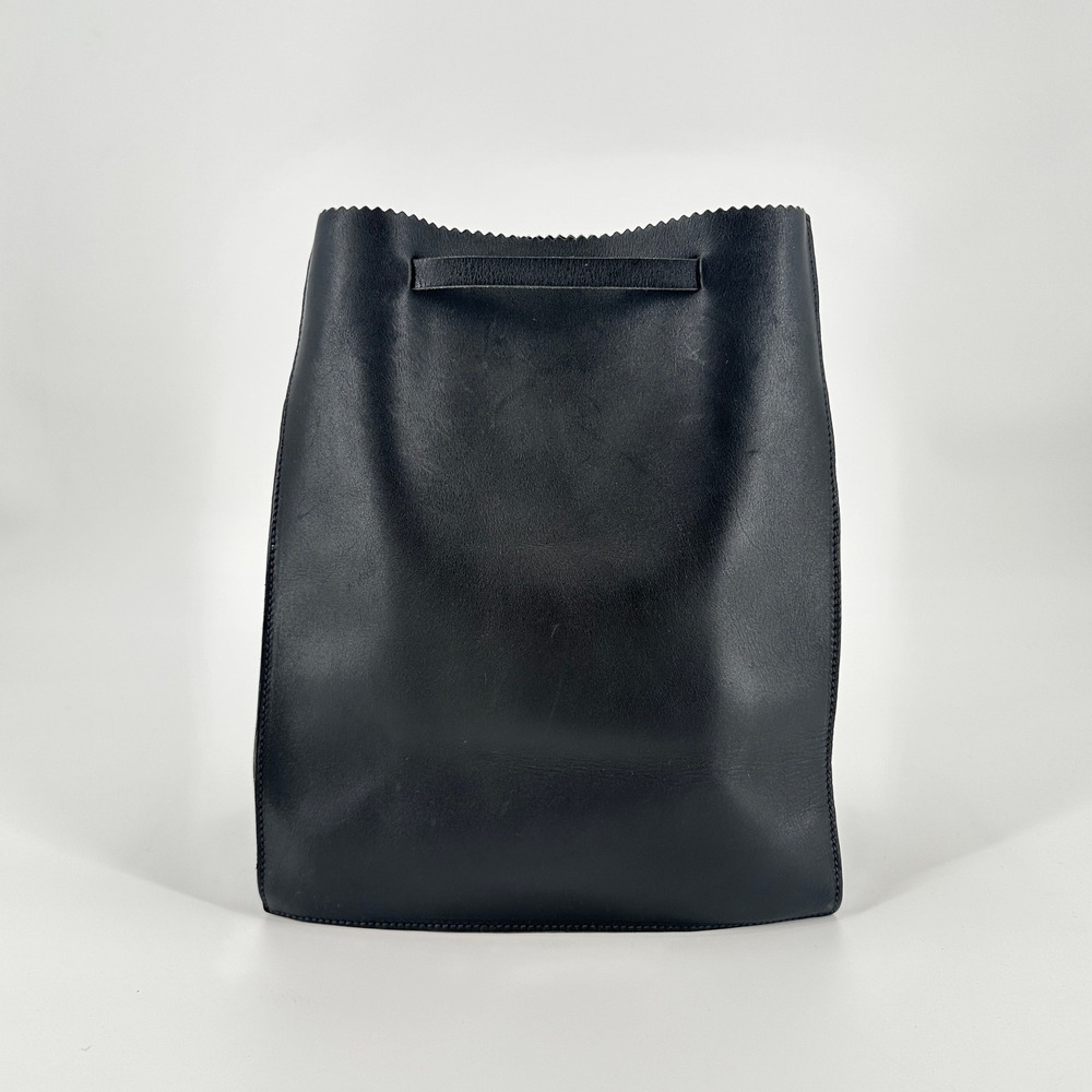 Vintage Miu Miu Black Leather Paper Bag Drawstring Backpack Made Italy Archival